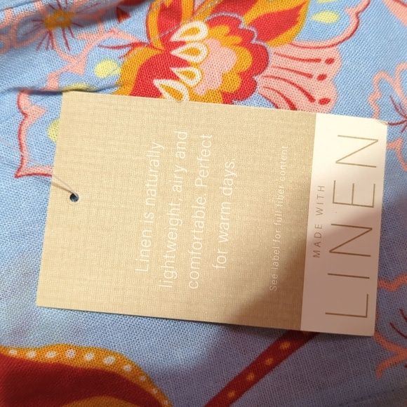 Caligraphie Linen Floral Side Slit Wide Leg Pants Pull On Pockets M NWT - Picture 7 of 11